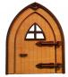 Preview: Tanno Design beliebteste Wichteltür, Feentür, Mäusetür aus Holz zum öffnen mit echtem Wichtel birnbaum 17cm