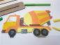 Preview: Bastellinchen Ausmalset 04 - Betonmischer Fahrzeuge - 5 Stück aus Holz