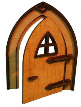 Tanno Design beliebteste Wichteltür, Feentür, Mäusetür aus Holz zum öffnen mit echtem Wichtel birnbaum 17cm