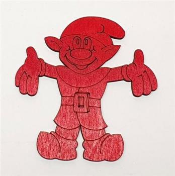 Tanno Design Weichnachten Wichteltür, Feentür, Mäusetür, Elfentür aus Holz zum öffnen mit lustigem Wichtel Gold/rot 17cm hoch