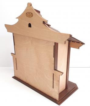 Tanno Design® edler japanischer Schrein, Tempel, Eingangstor,  24 cm x 28 cm birnbaum/nussbraun