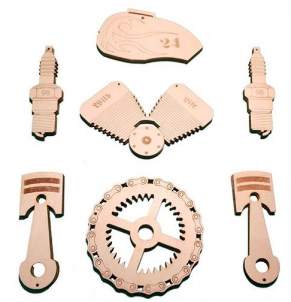 Baumschmuck Weinachten aus Holz Rocker Biker Set 1 - 7 Stück