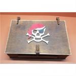 Piraten Schatzkiste für Kids aus Holz mit Goldmünzen - braun