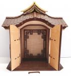 Tanno Design® edler japanischer Schrein, Tempel, Eingangstor,  24 cm x 28 cm birnbaum/nussbraun