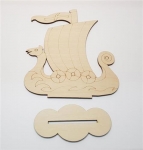 Bastellinchen Ausmalset 01 - Wikinger Schiffe - 5 Stück aus Holz