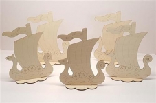 Bastellinchen Ausmalset 01 - Wikinger Schiffe - 5 Stück aus Holz