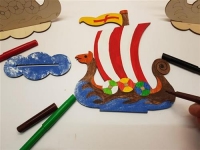 Bastellinchen Ausmalset 01 - Wikinger Schiffe - 5 Stück aus Holz