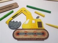 Bastellinchen Ausmalset 03 - Bagger Fahrzeuge - 5 Stück aus Holz