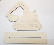 Bastellinchen Ausmalset 03 - Bagger Fahrzeuge - 5 Stück aus Holz