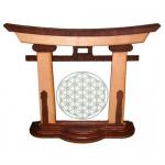Tanno Design® Japan Torii Tor Hisa mit Kanji - Blume des Lebens - japanisches Standbild natur/braun