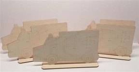 Bastellinchen Ausmalset 06 - Krankenwagen Fahrzeuge - 5 Stück aus Holz