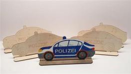 Extra Bastellinchen Ausmalset 07 - Polizei Fahrzeuge - 7 Stück aus Holz