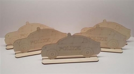 Bastellinchen Ausmalset 07 - Polizei Fahrzeuge - 5 Stück aus Holz