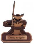Samurai Figur Präsent - Domo Arigato -für Schüler, Trainer, Lehrer Dojo aus Holz birnbaum/braun