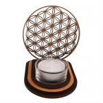 Teelicht Blume des Lebens Nussbraun/Birnbaum