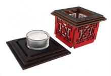 Tanno Design® Japan Kerzenhalter Akina mit Teelichtfunktion rot/schwarz